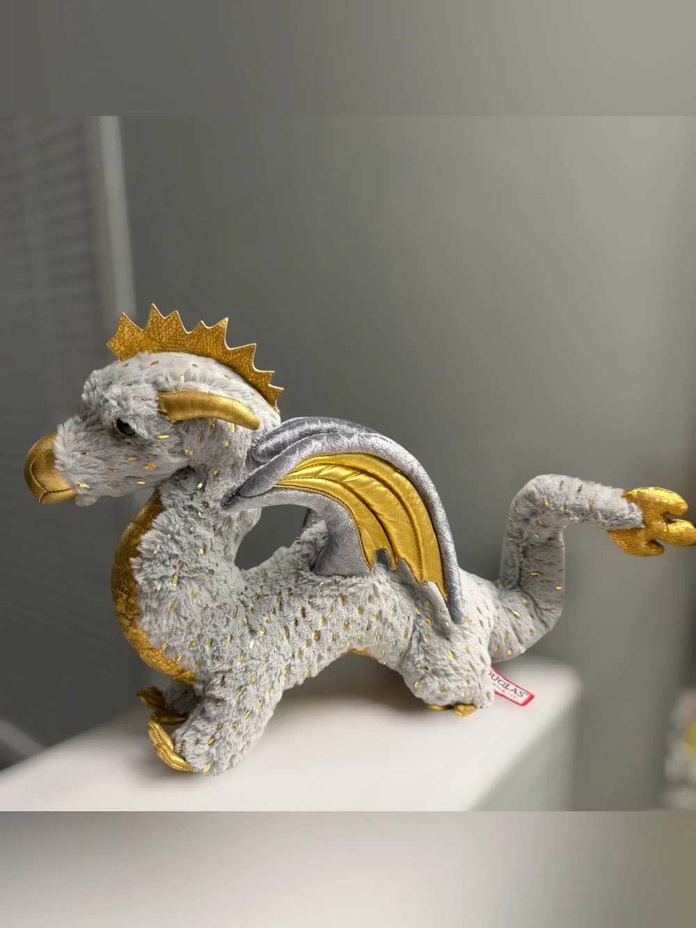 Douglas Midas Gold Fleck Dragon Plush 22” Gray Gold Fantasy Stuffed Animal
